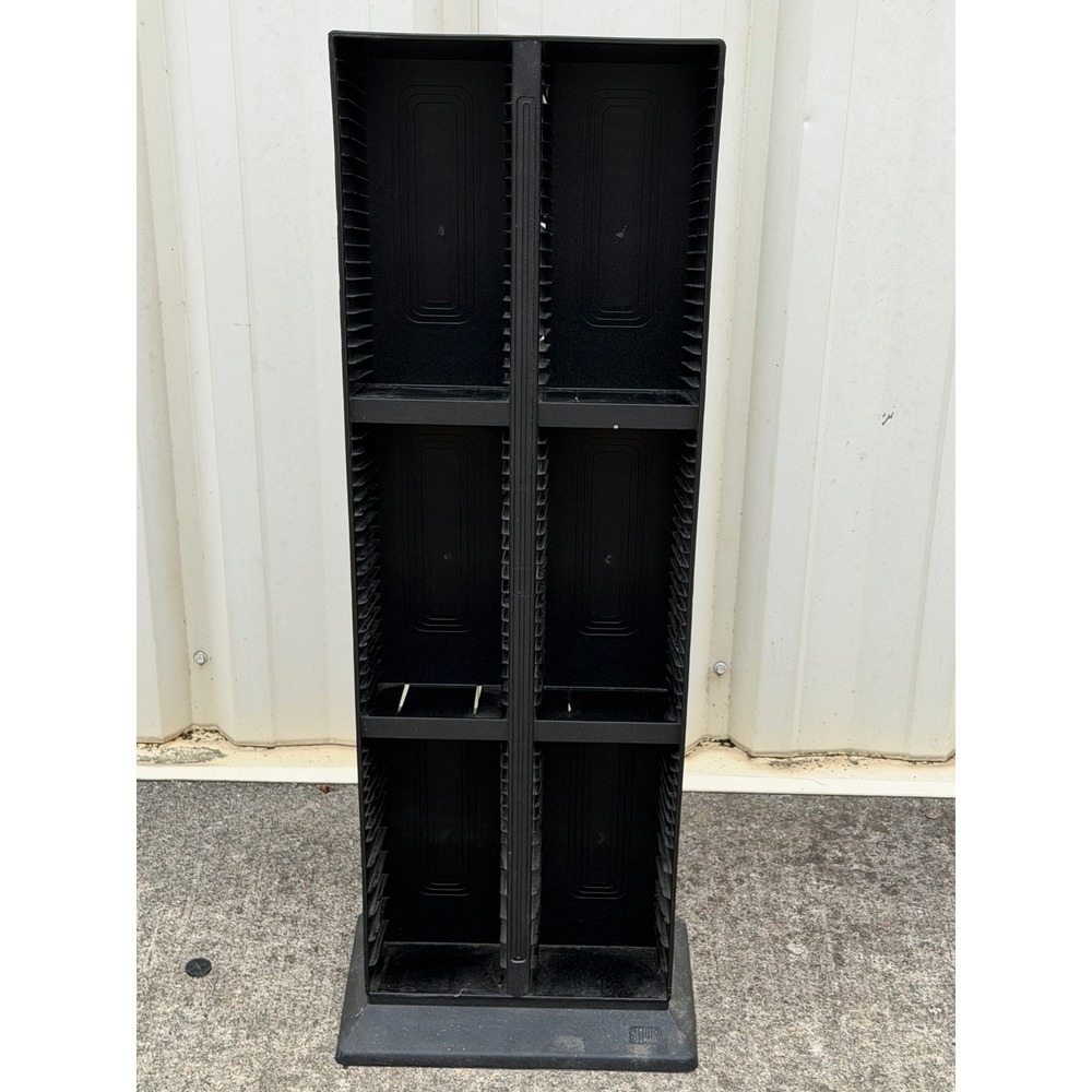 Vintage Alpha Holds 120 CD Capacity Twin Tower Storage Rack Black Double Rows